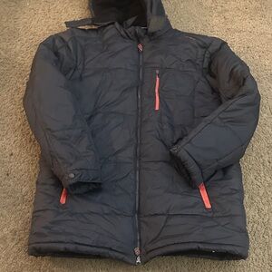 Children's Black Puffer Jacket with Red Details